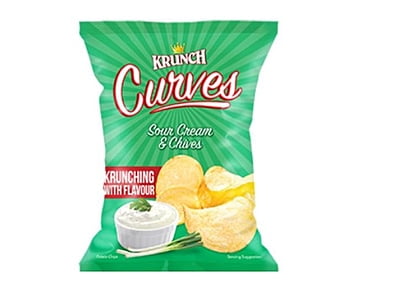Krunch Curves Potato Chips Sour Cream & Chives 125g