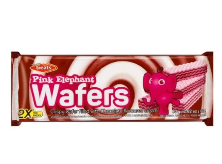 Tasty Treats Pink Elephant Wafers Chocolate 80g